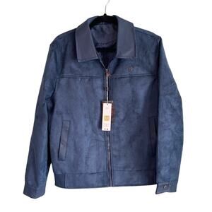 Superlative Fashion Italian Luxury Suede Leather Jacket Mens S/M Blue Italy NWT